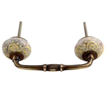 Mixed Circular Crackle Ceramic Bridge Handle